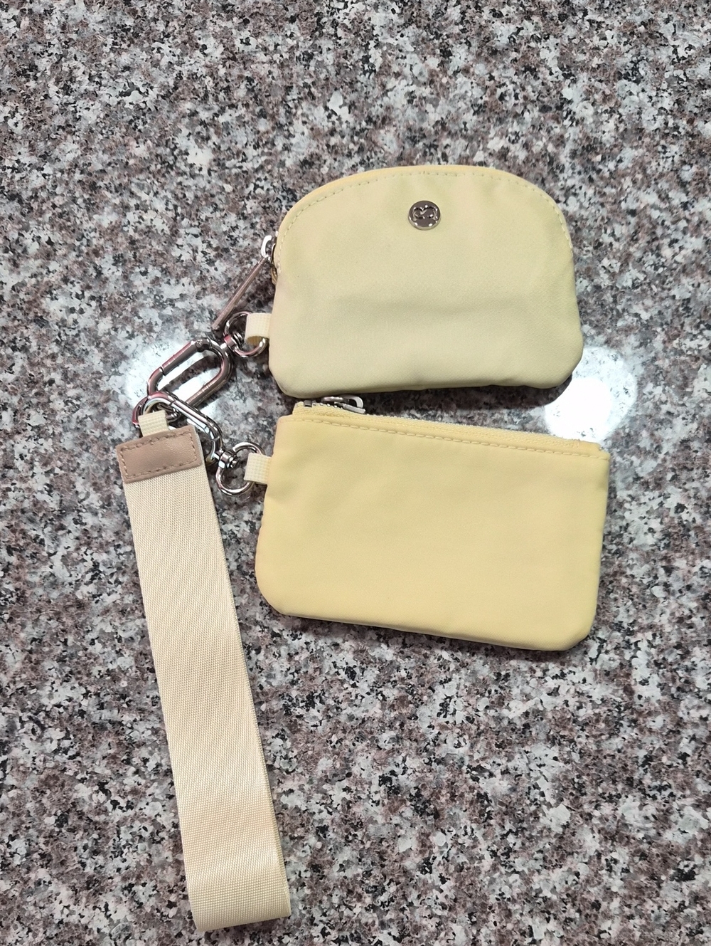 Yellow Double Pouch Wristlet Keychain